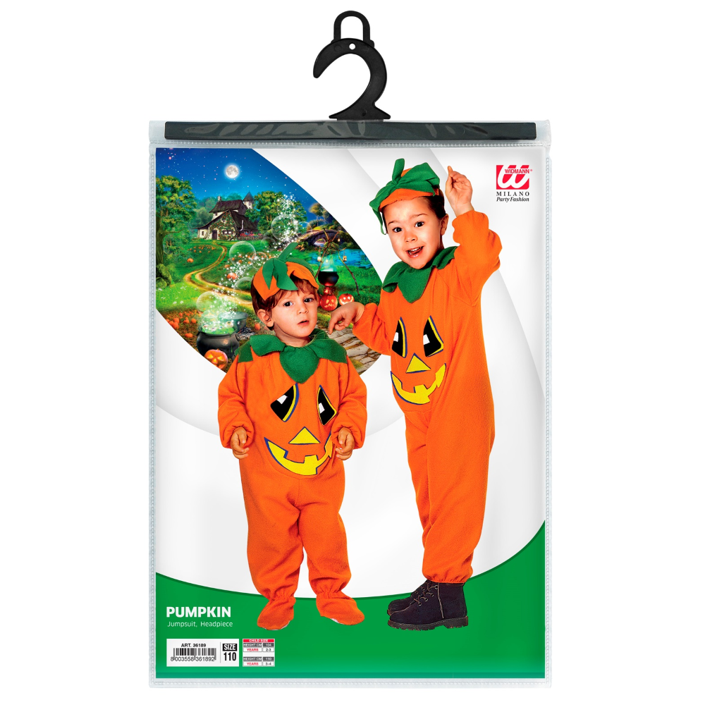 Vestito Carnevale Zucca Travestimento Costume per Halloween da Bambino - 3618