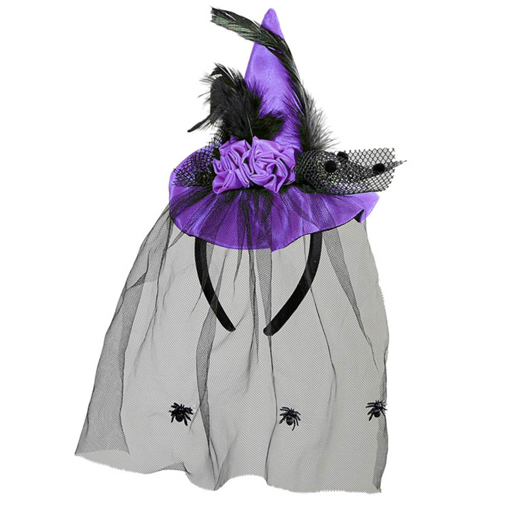 Cerchietto Mini Cappello Strega Viola Accessori per Abito Vestito Travestimento Carnevale Halloween - 75732