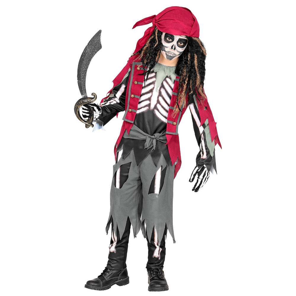 Vestito Carnevale Scheletro Pirata Travestimento Costume per Halloween da Bambino - 9733