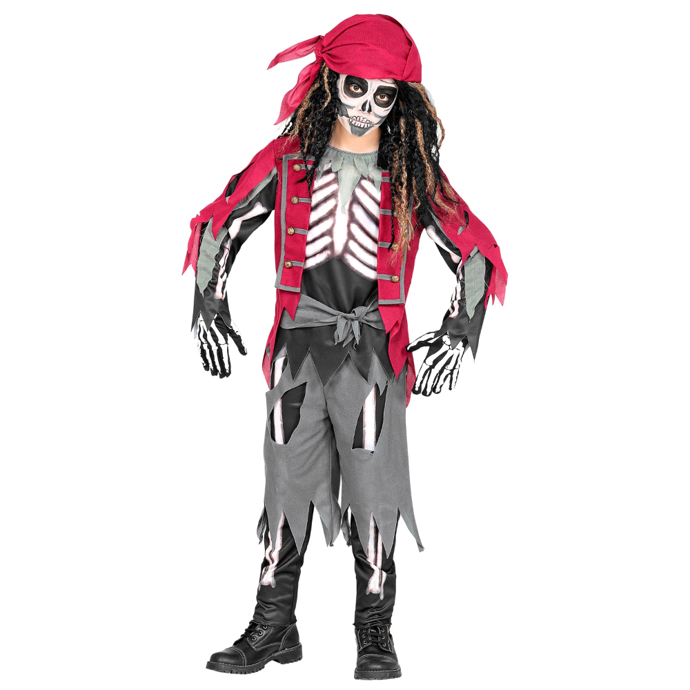 Vestito Carnevale Scheletro Pirata Travestimento Costume per Halloween da Bambino - 9733