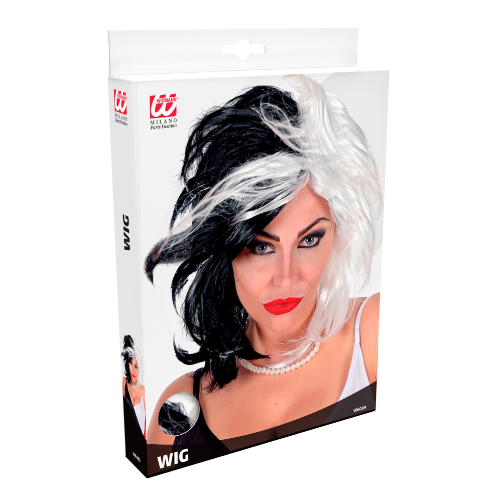 Parrucca Black & White Accessori per Abito Vestito Travestimento Halloween - W6089