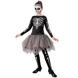 Vestito Carnevale Scheletro Ballerina Travestimento Costume per Halloween da Bambino - 2221