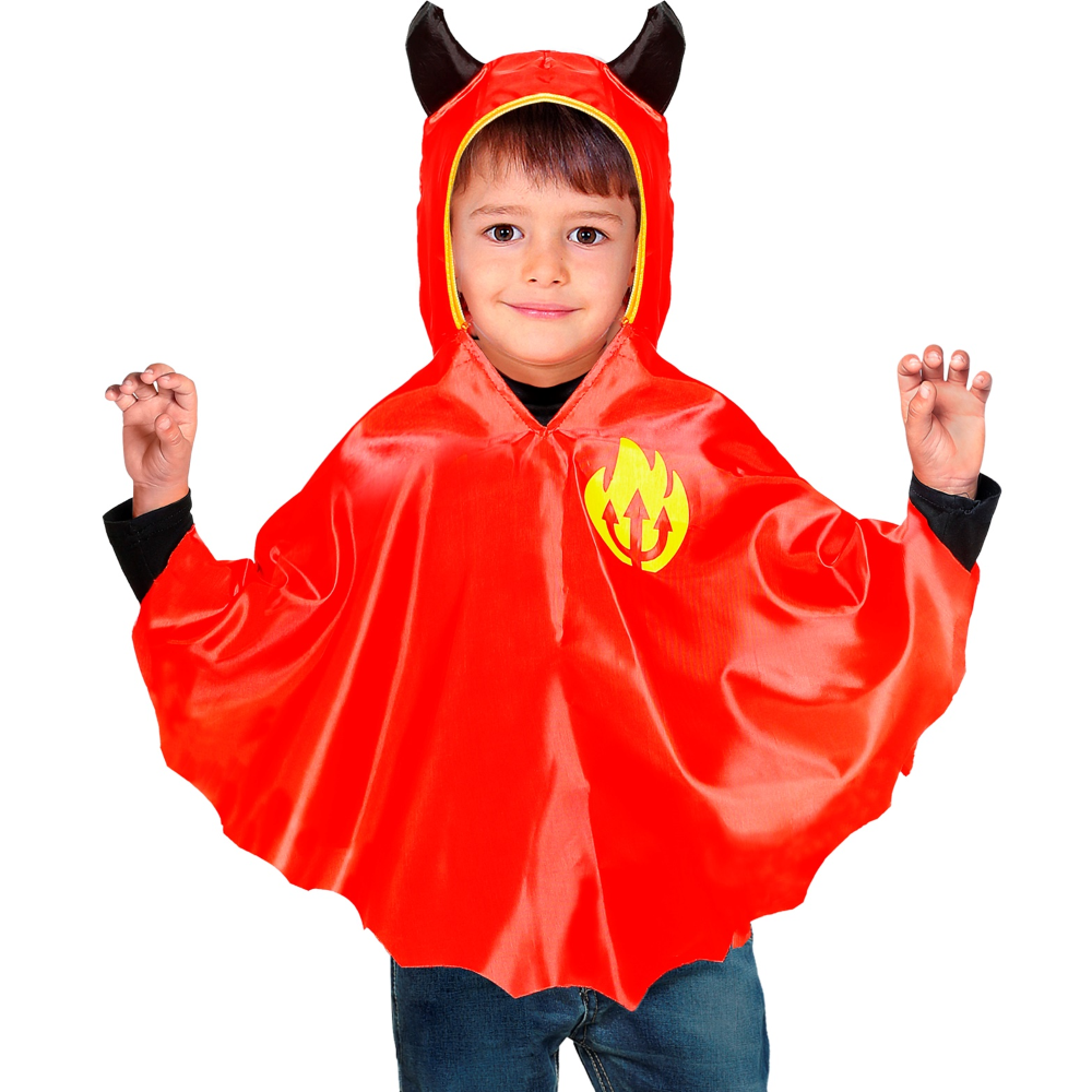 Travestimento Diavolo Poncho Taglia Unica Vestito Costume Carnevale Halloween - 96898