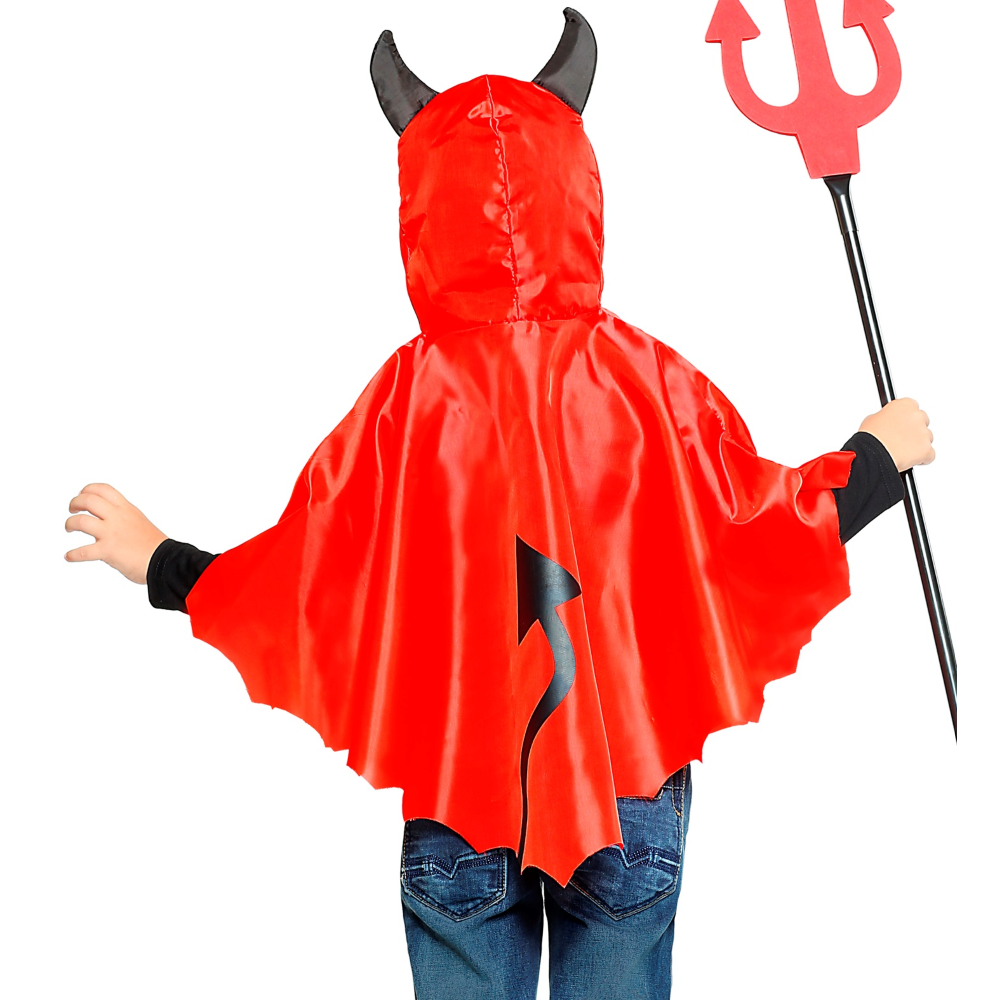 Travestimento Diavolo Poncho Taglia Unica Vestito Costume Carnevale Halloween - 96898