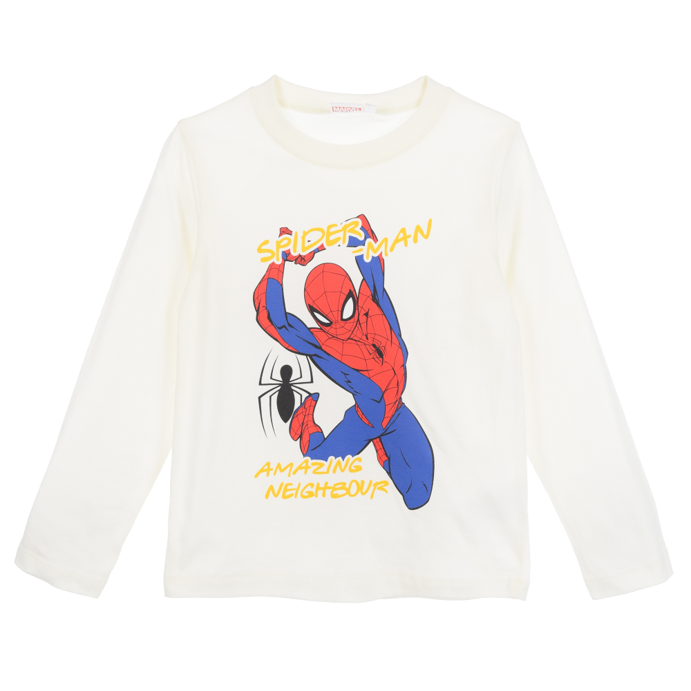 T-Shirt M.l. Spiderman MARVEL Bambino Ragazzo Sun City 3/8 Anni - Xh1138bianco