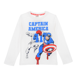 T-Shirt M.l. Capitan America MARVEL Bambino Ragazzo Sun City 4/10 Anni - Xh1177bianco