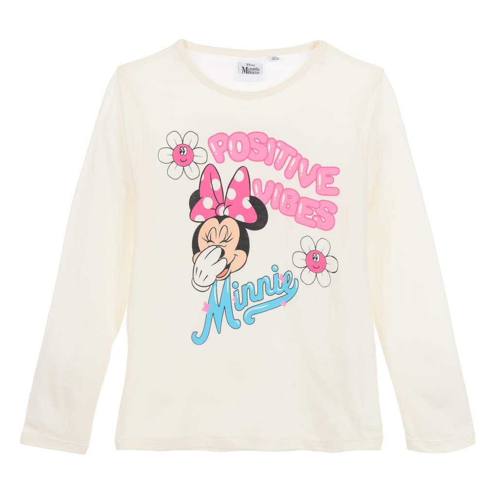 T-Shirt M.l. Minnie Mouse DISNEY Maglietta Bambina Sun City 3/8 Anni - Xh1334bianco