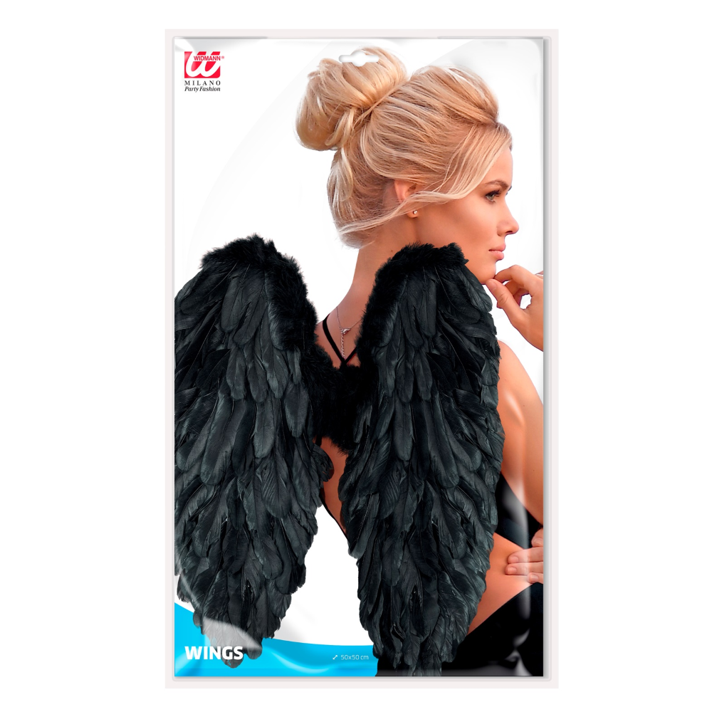 Ali Piumate Nere 50 X 50 CM Accessori Travestimento Costume Carnevale Halloween - 12190