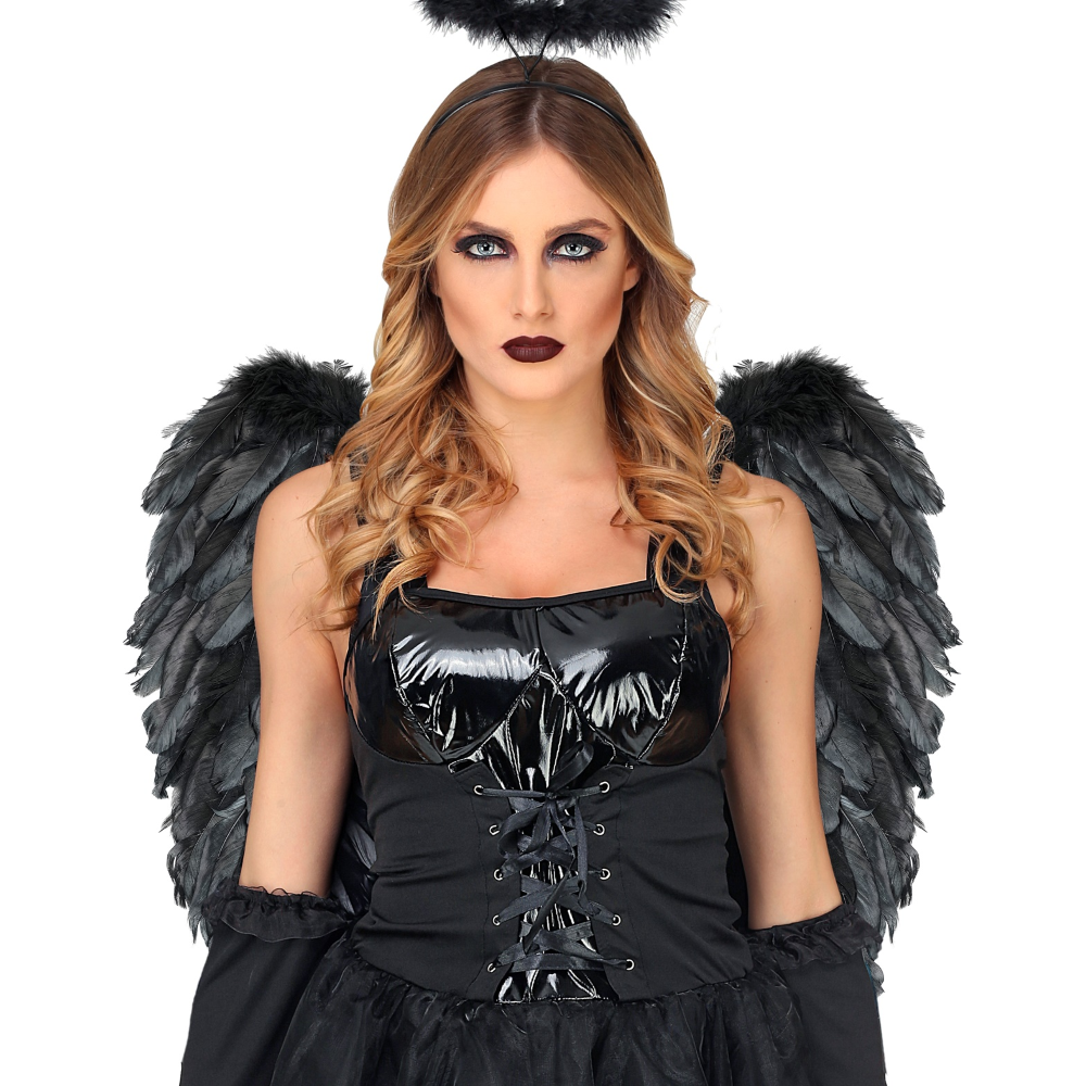 Ali Piumate Nere 50 X 50 CM Accessori Travestimento Costume Carnevale Halloween - 12190