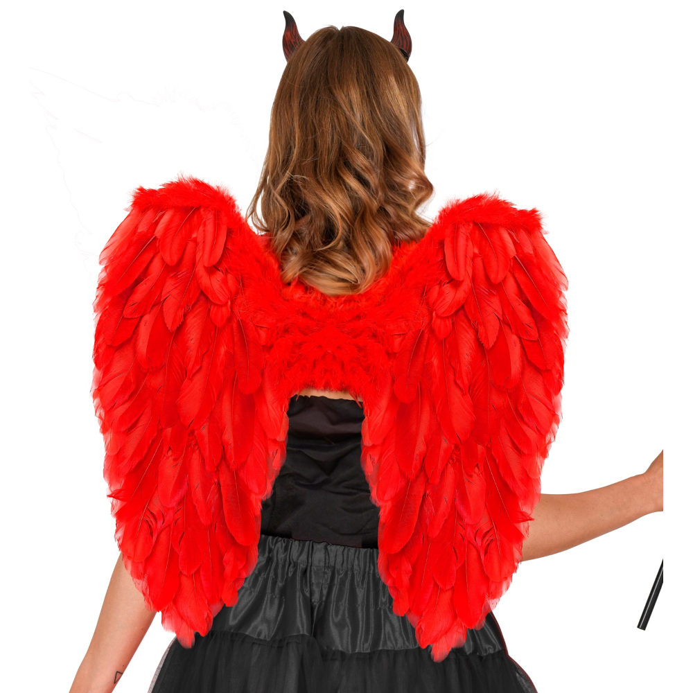 Ali Piumate Rosse 50 X 50 CM Accessori Travestimento Costume Carnevale Halloween - 12192