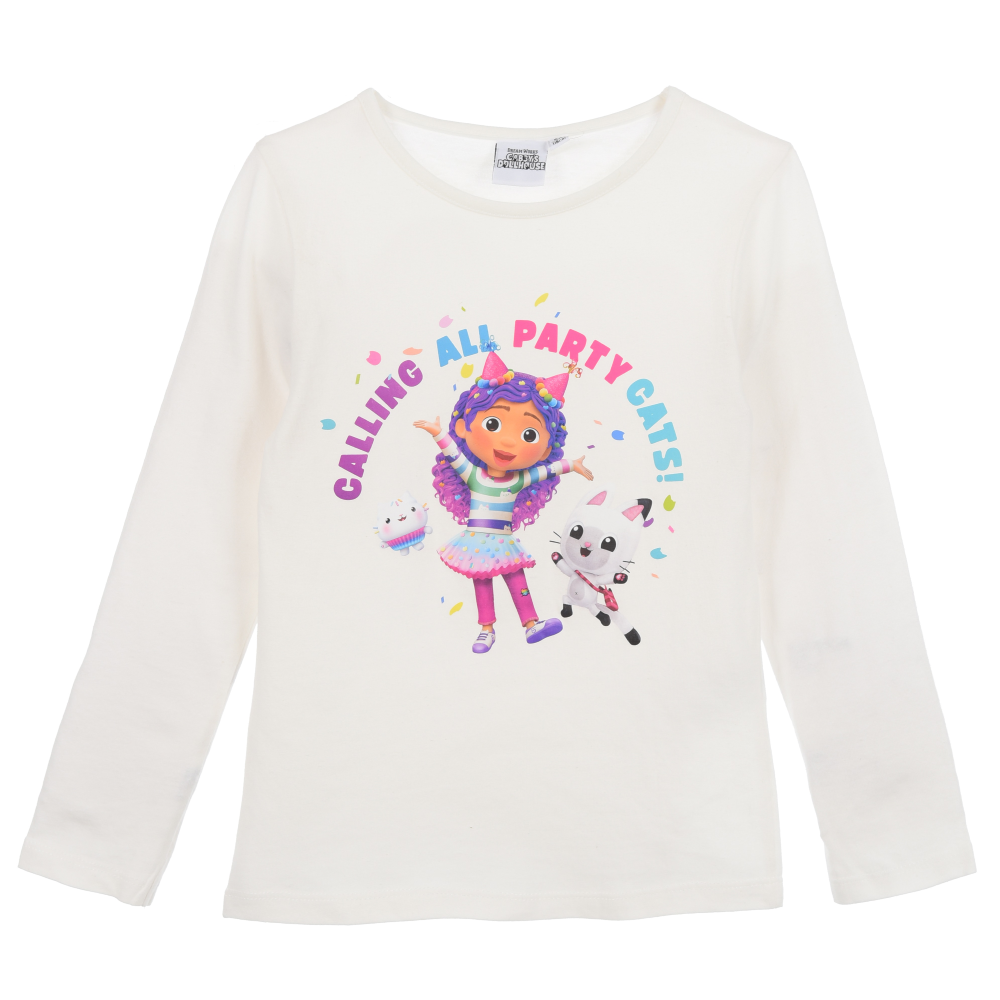 T-Shirt M.l. Gabby's Dollhouse Maglietta Bambina Sun City 3/8 Anni - Xh1323bianco