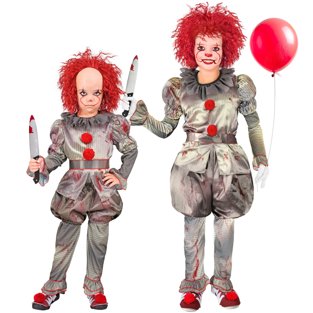 Vestito Carnevale Killer Clown Travestimento Costume per Halloween da Bambino - 1645