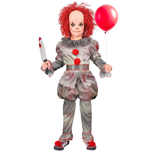 Vestito Carnevale Killer Clown Travestimento Costume per Halloween da Bambino - 1645