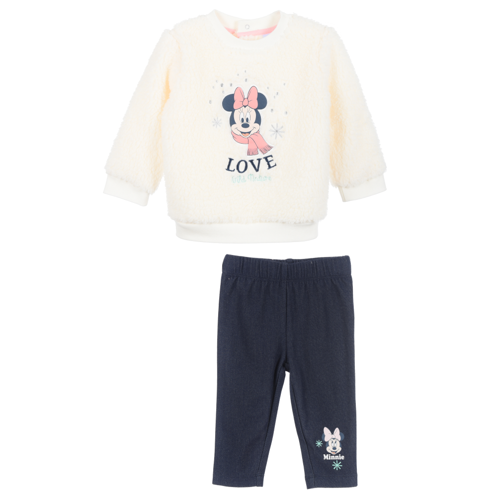 Completo Felpa con Leggings Minni Neonata Sun City 6/24 Mesi - Xh0044bianco