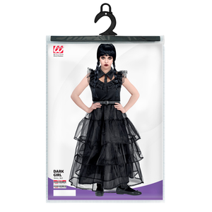 Vestito Carnevale Dark Girl Mercoledì Al Ballo Travestimento Costume per Halloween da Bambino - 4266