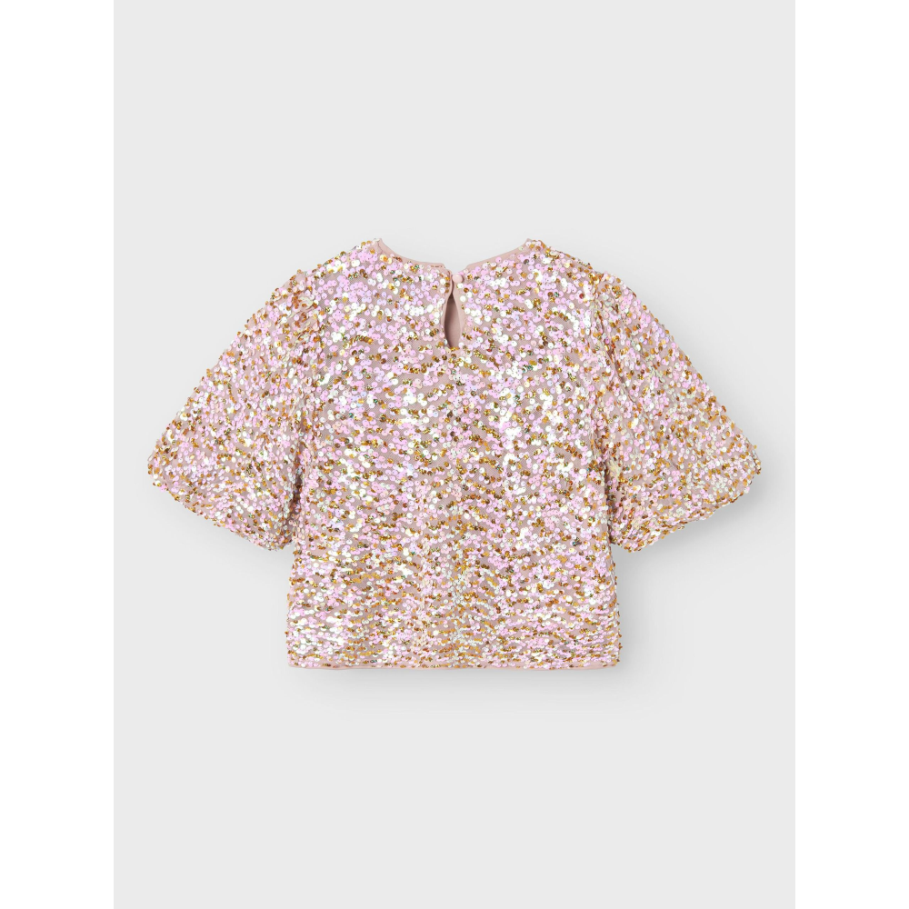 T-Shirt Manica a Palloncino Maglia Paillettata Bambina - 13235305