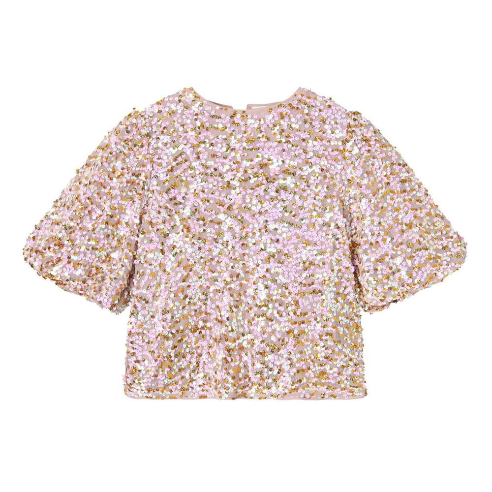 T-Shirt Manica a Palloncino Maglia Paillettata Bambina - 13235305