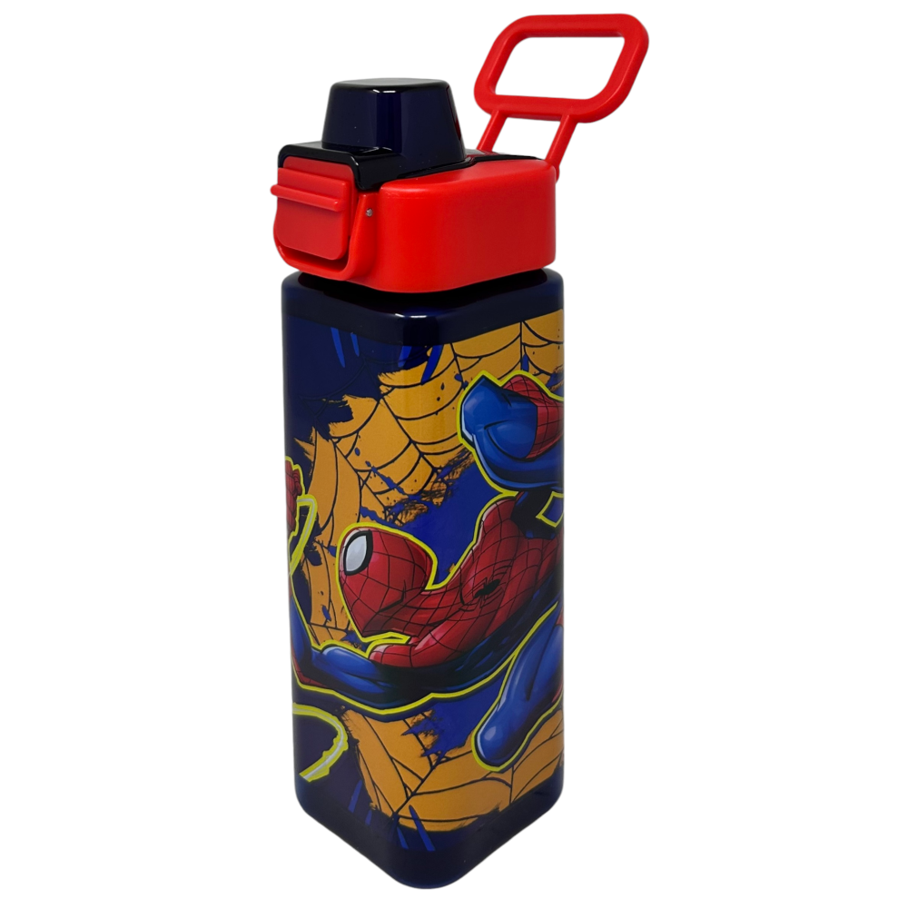 Borraccia Quadrata Spiderman MARVEL 500 Ml in Plastica Riutilizzabile con Apertura a Scatto - 843396