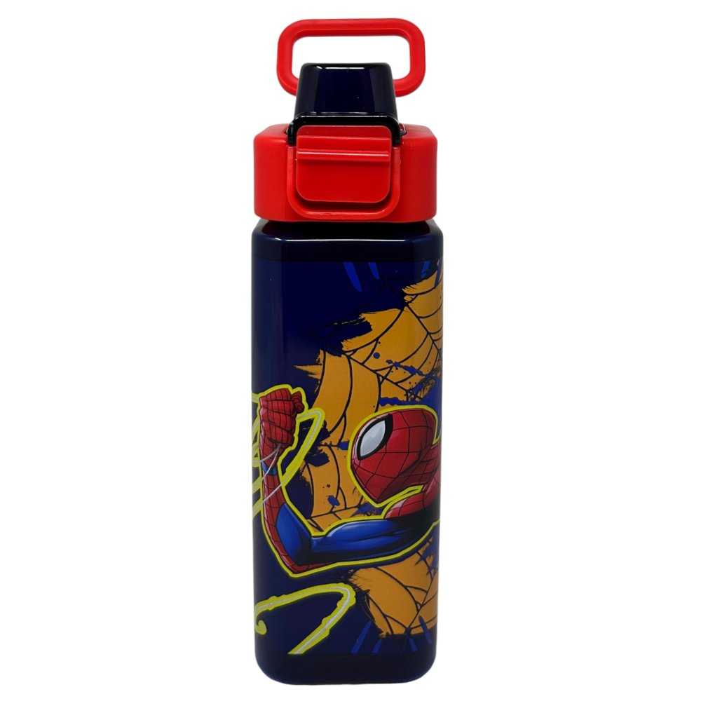 Borraccia Quadrata Spiderman MARVEL 500 Ml in Plastica Riutilizzabile con Apertura a Scatto - 843396