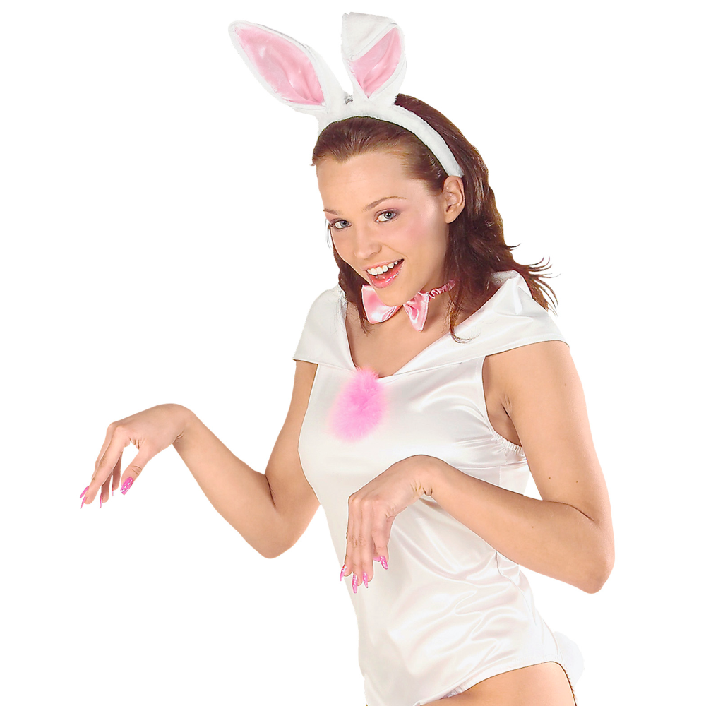 Set Coniglietta Cerchietto Farfallino Coda Accessori Abito Vestito Travestimento Carnevale Bambina