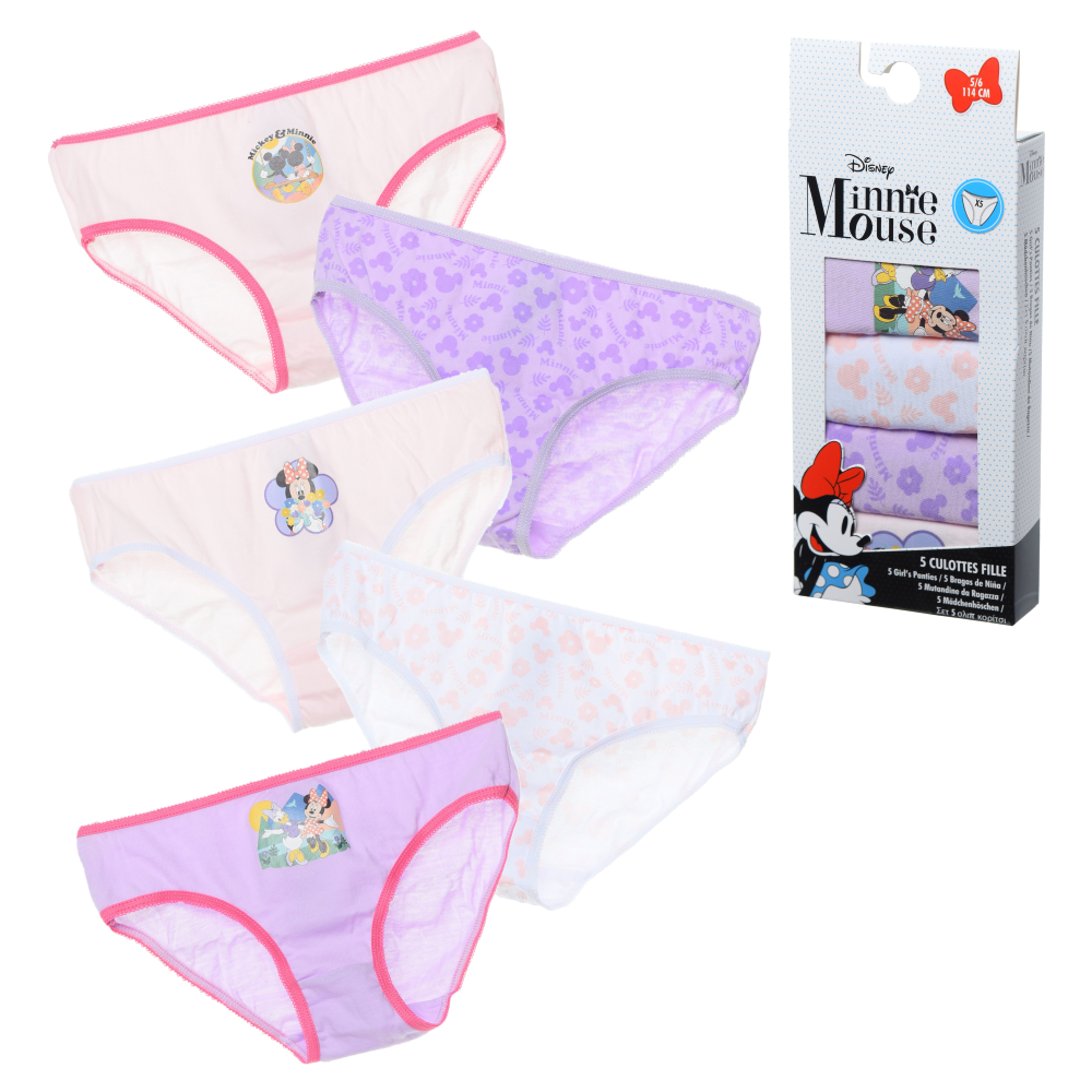 Mutandine Set 5 Pezzi Minnie  DISNEY Slip in Cotone in Scatola 3/8 Anni - Xh30017