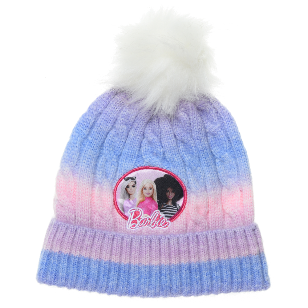 Cappello con Pom Pon Barbie Accessorio Invernale per Bambini 100% Acrilico - Xh4146viola