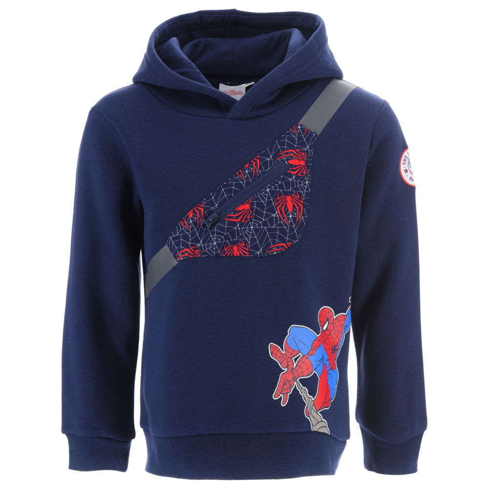 Felpa con Cappuccio Spiderman MARVEL 3/8 Anni Maglietta Sun City - Xh1078blu
