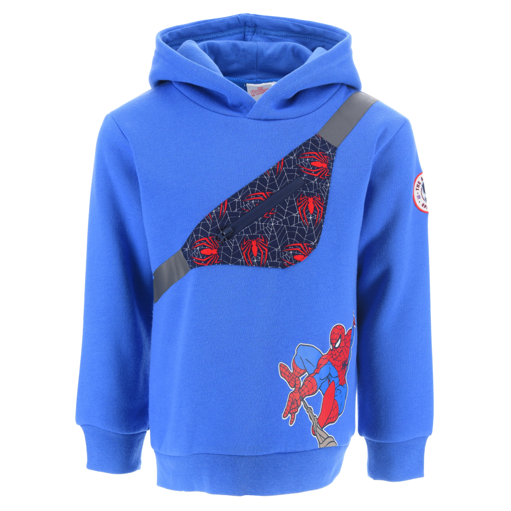 Felpa con Cappuccio Spiderman MARVEL 3/8 Anni Maglietta Sun City - Xh1078azzurro