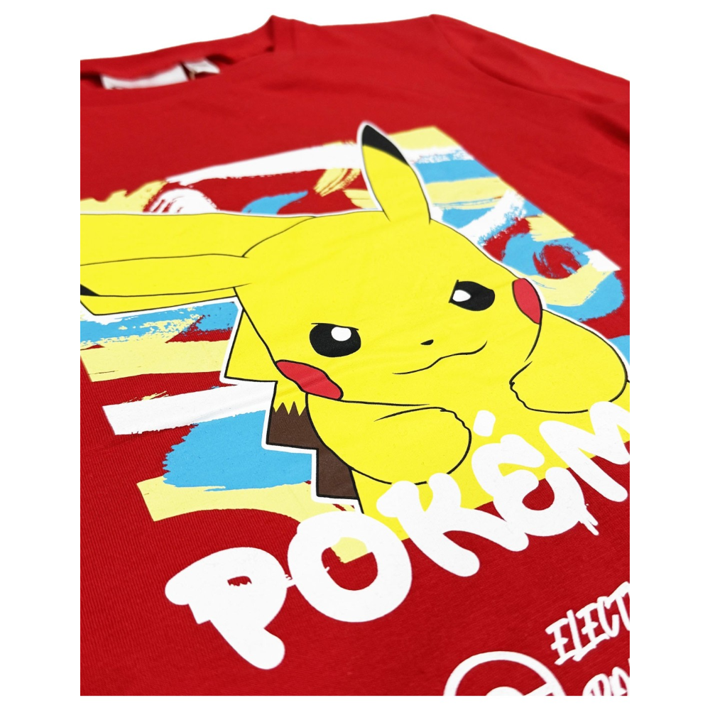 T-Shirt M.l. Pikachu Bambino Ragazzo Sun City 6/12 Anni - Xh60464rosso