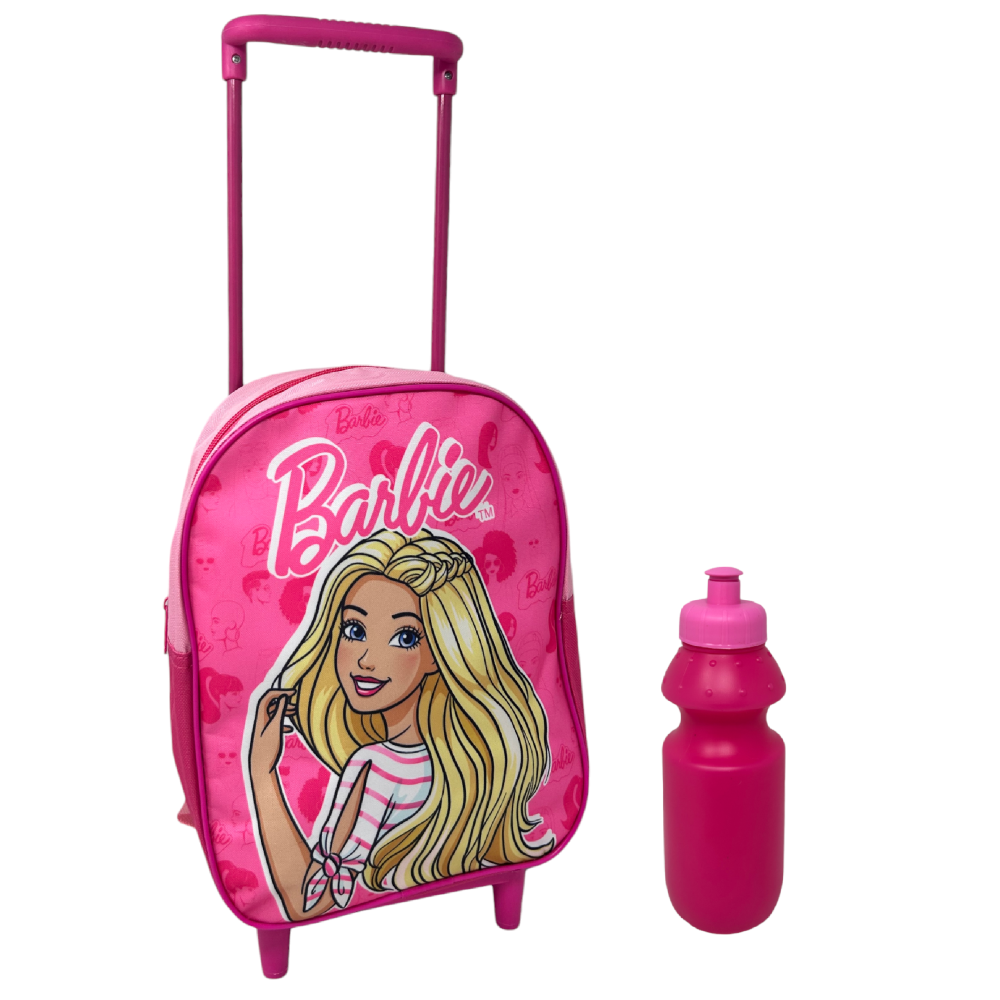 Zaino Asilo Trolley Barbie + Borraccia Borsa per Scuola Materna Tempo Libero - Br0993-W
