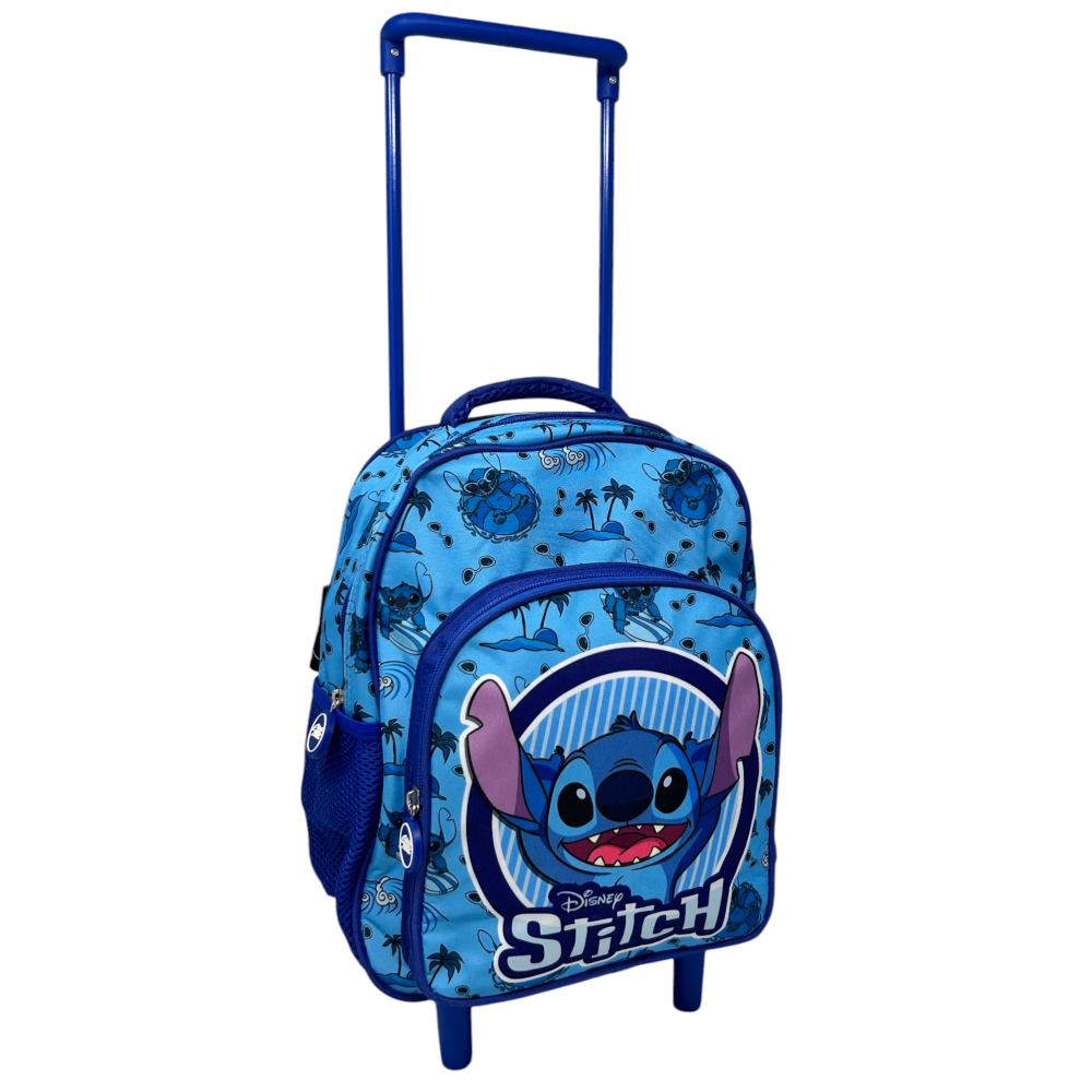 Zaino Asilo Trolley Stitch DISNEY con Tasca Frontale 30 Cm. Manico Allungabile - 674174