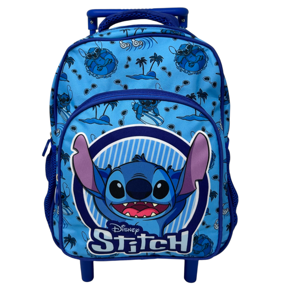 Zaino Asilo Trolley Stitch DISNEY con Tasca Frontale 30 Cm. Manico Allungabile - 674174