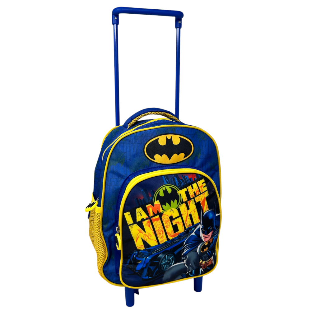 Zaino Asilo Trolley Batman DC con Tasca Frontale 30 Cm. Manico Allungabile - Ba0969