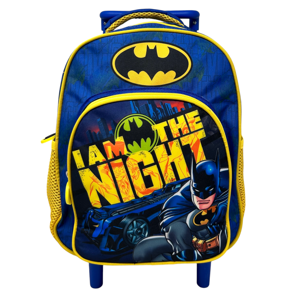 Zaino Asilo Trolley Batman DC con Tasca Frontale 30 Cm. Manico Allungabile - Ba0969