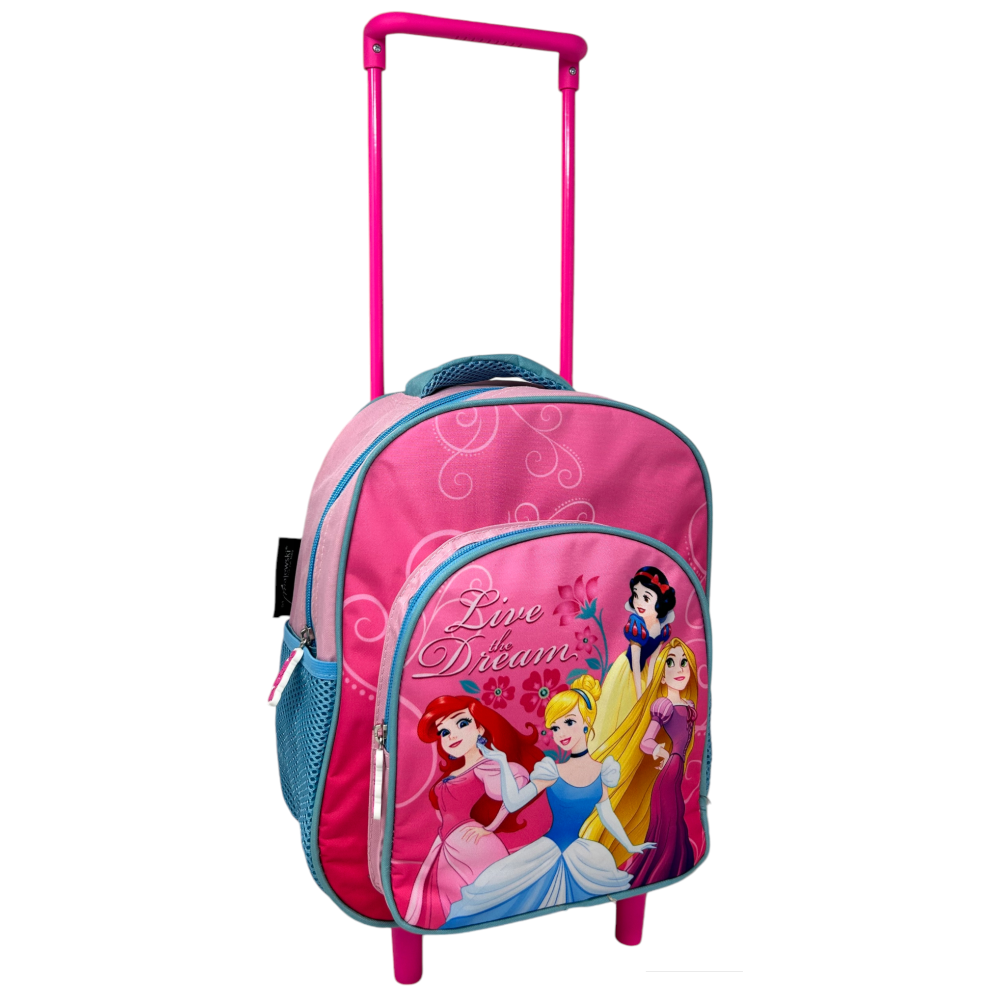 Zaino Asilo Trolley Principesse DISNEY con Tasca Frontale 30 Cm. Manico Allungabile - 673139