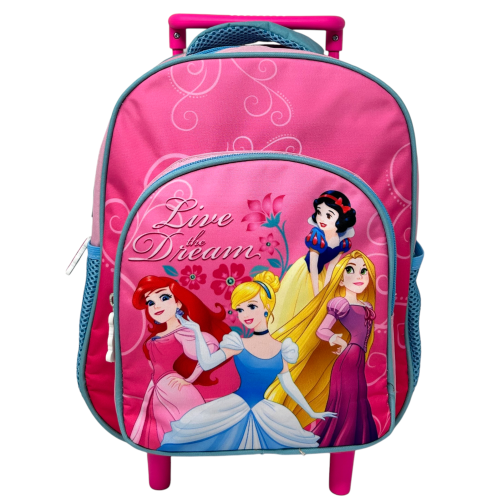 Zaino Asilo Trolley Principesse DISNEY con Tasca Frontale 30 Cm. Manico Allungabile - 673139