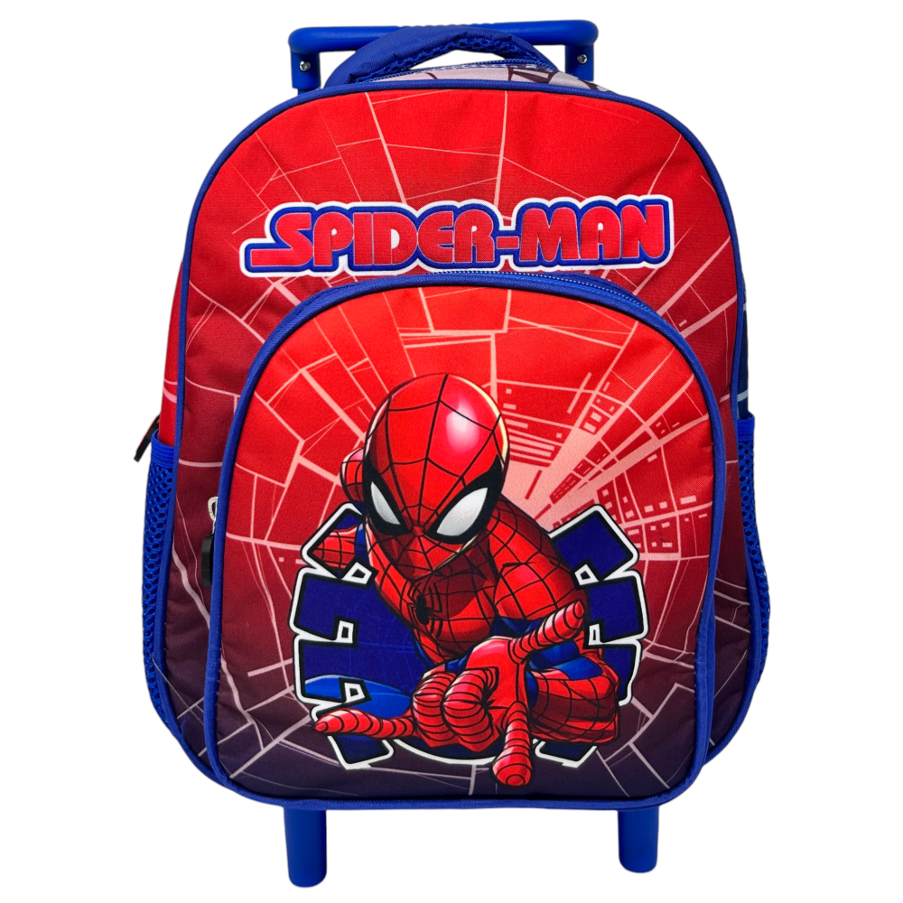 Zaino Asilo Trolley Spiderman MARVEL con Tasca Frontale 30 Cm. Manico Allungabile - 673085