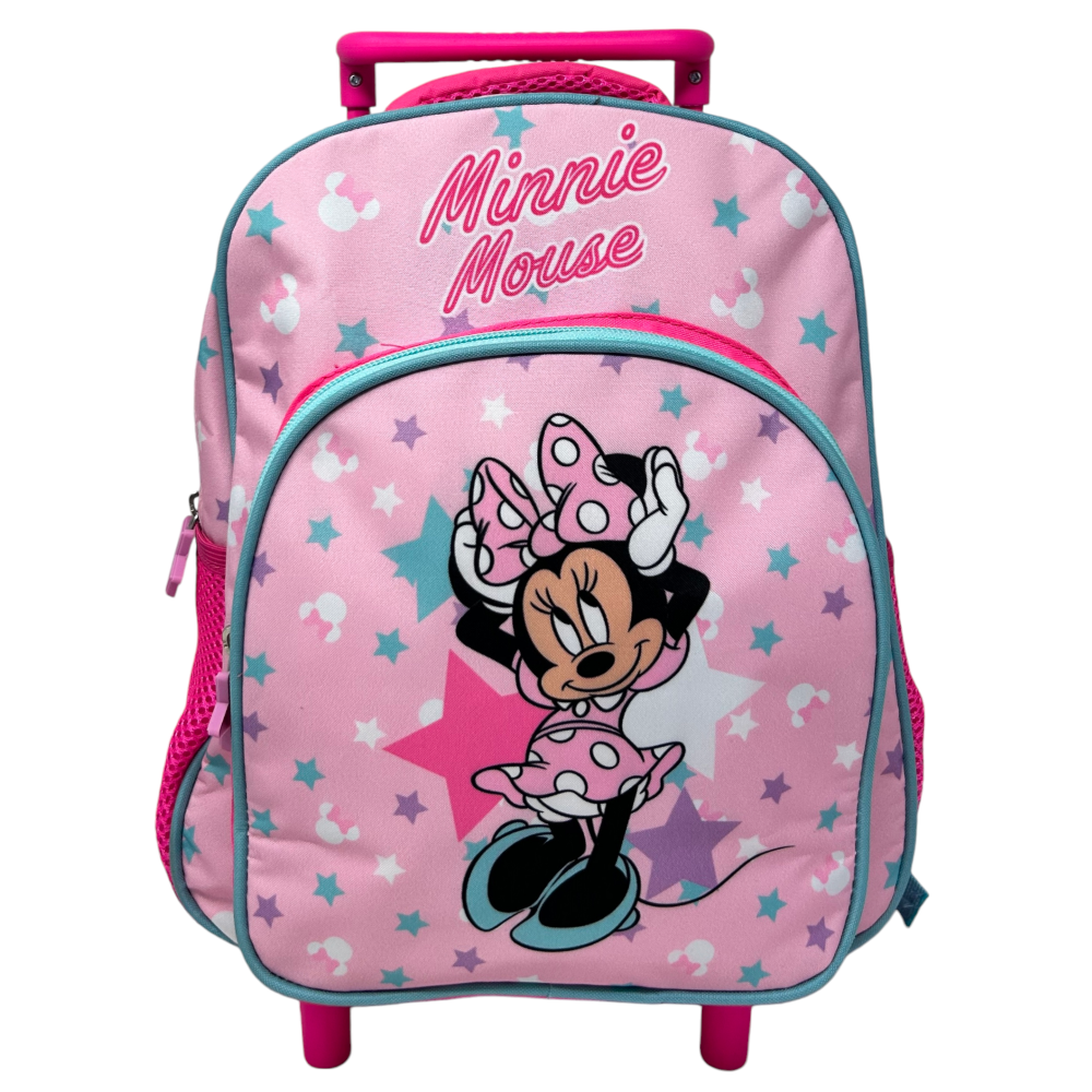 Zaino Asilo Trolley Minnie Mouse DISNEY con Tasca Frontale 30 Cm. Manico Allungabile - 673122