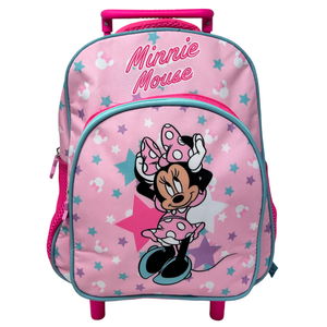 Zaino Asilo Trolley Minnie Mouse DISNEY con Tasca Frontale 30 Cm. Manico Allungabile - 673122