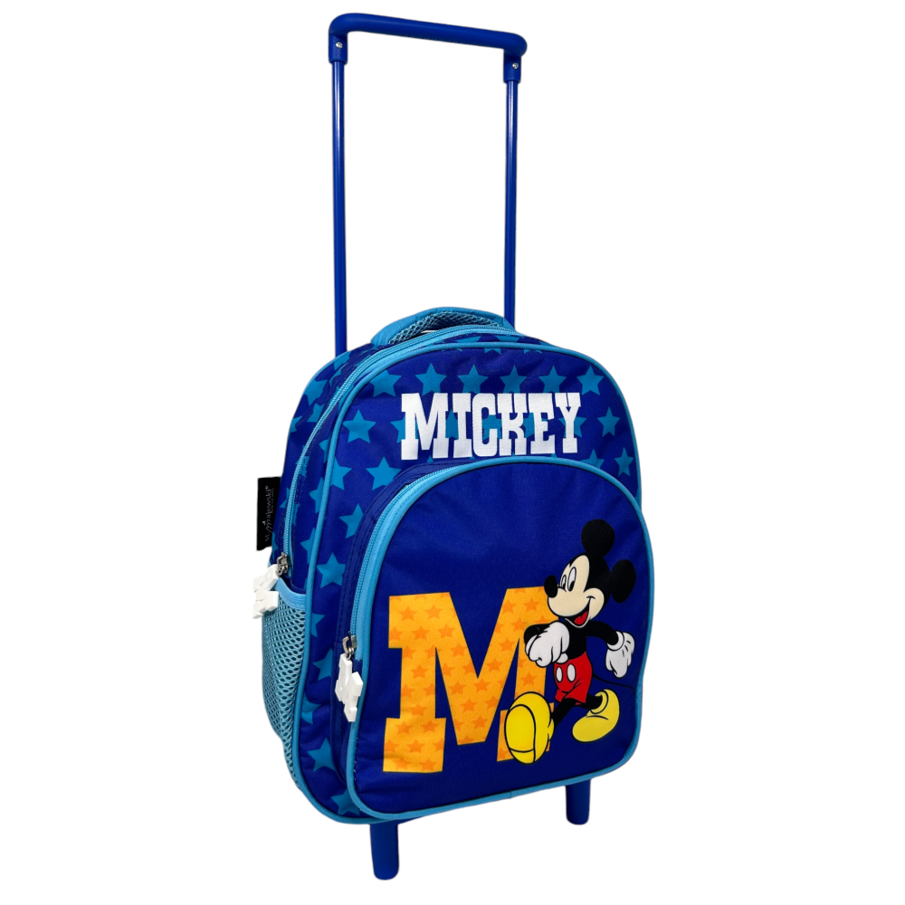 Zaino Asilo Trolley Mickey Mouse DISNEY con Tasca Frontale 30 Cm. Manico Allungabile - 673078