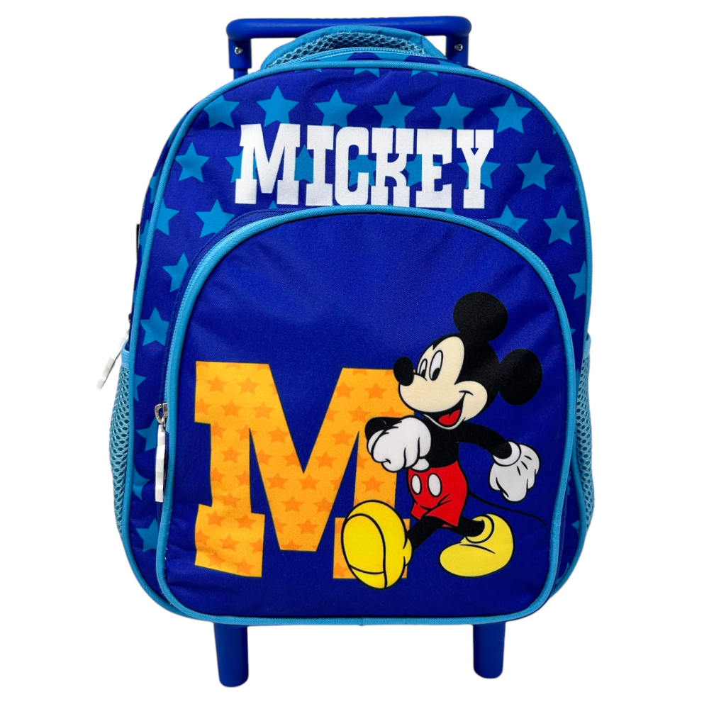 Zaino Asilo Trolley Mickey Mouse DISNEY con Tasca Frontale 30 Cm. Manico Allungabile - 673078