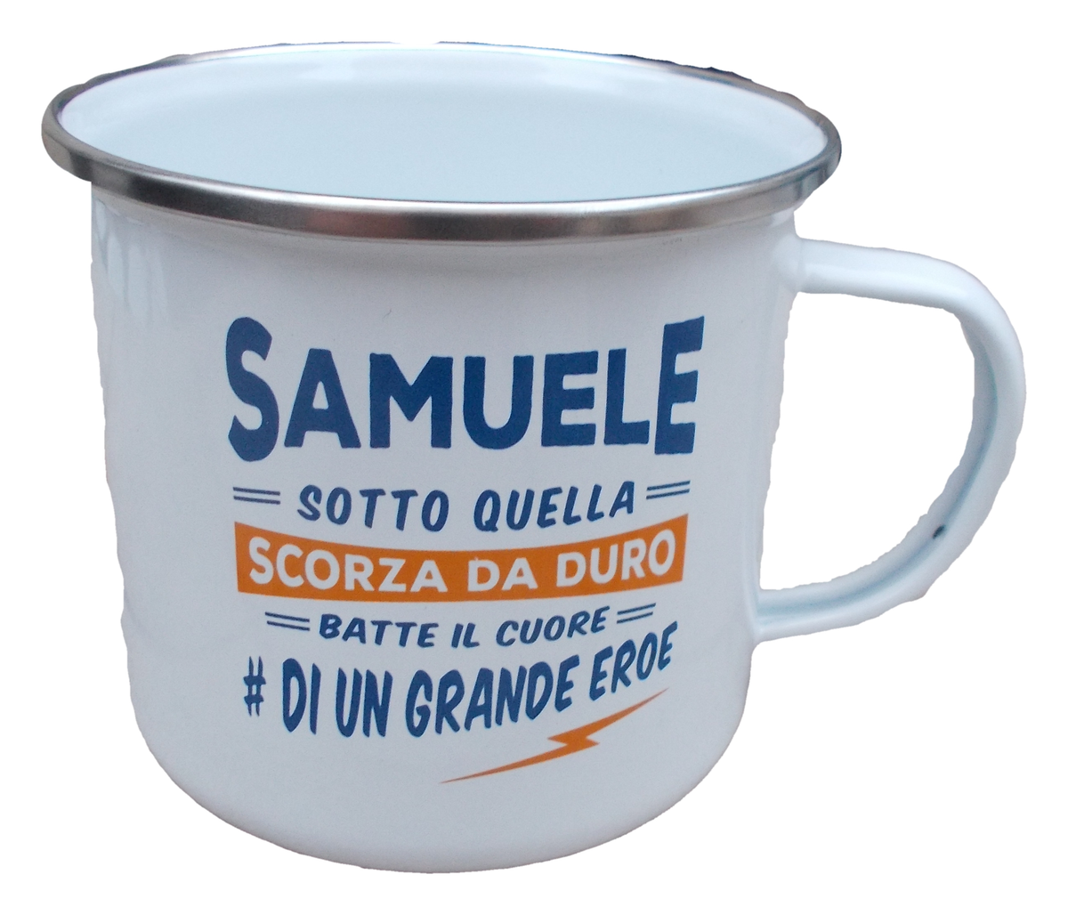 Tazza in Metallo Smaltato con Dedica - Samuele - Nome Top Bloke - Bm084