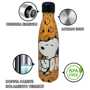 Bottiglia Termica Snoopy Borraccia in Acciaio Inossidabile 500 Ml - P10246te/s