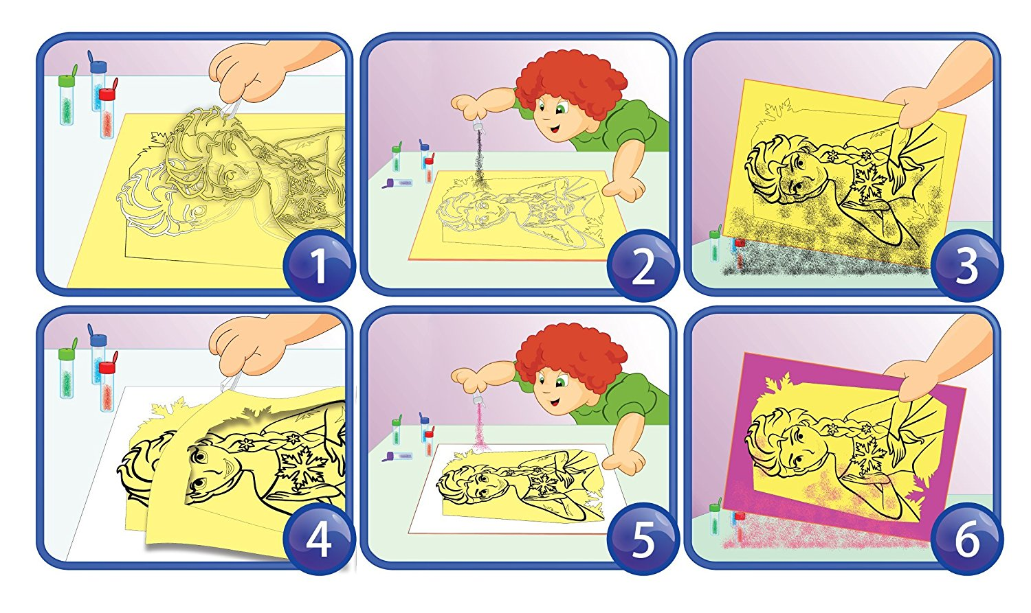Set Gioco Cars Saetta Mcqueen DISNEY Bambino Immagini di Sabbia 2 in 1 Immagini da Colorare con Sabbia Colorata - Ds-29