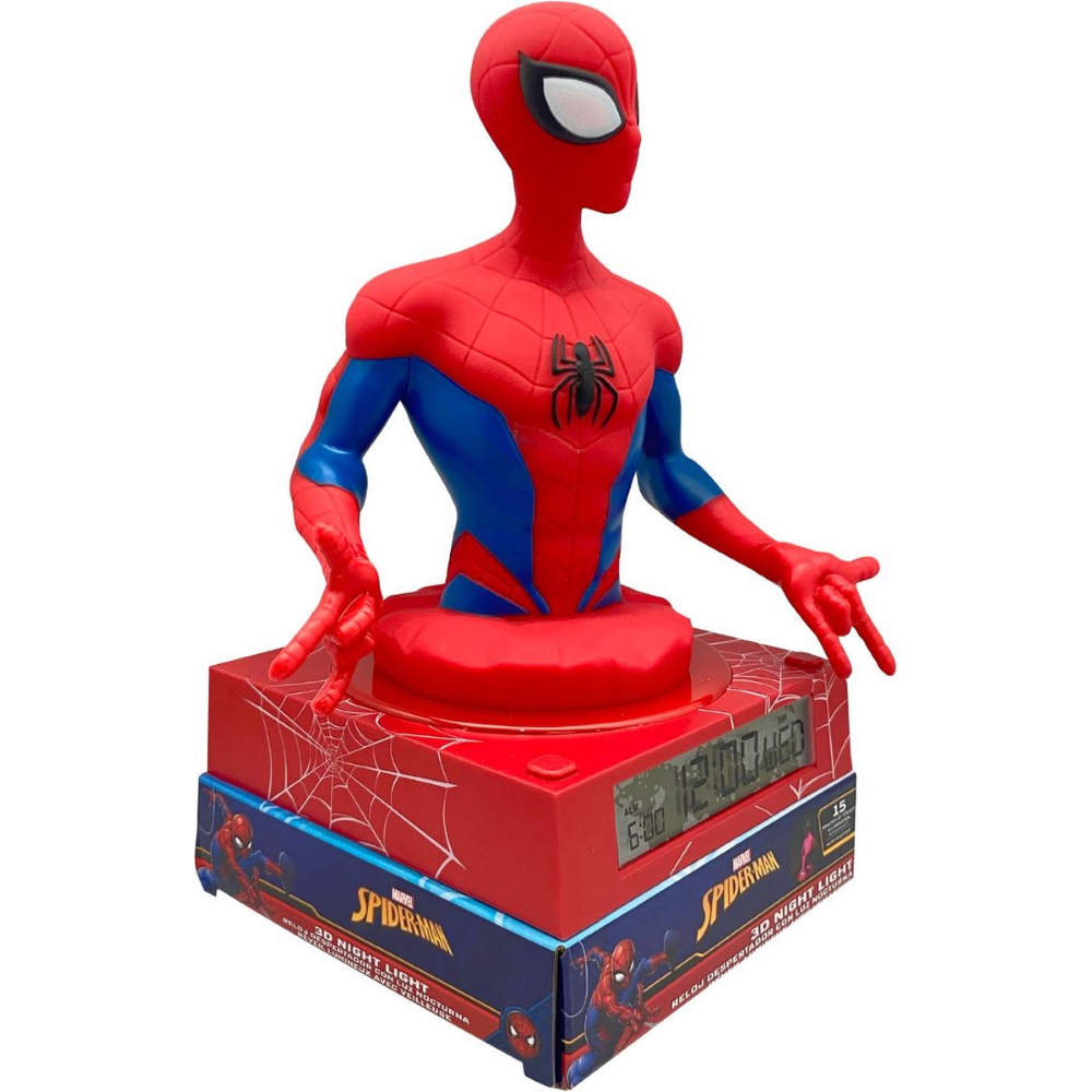 Lampada 3d Spiderman MARVEL da Comodino Luce Notturna LED Sveglia Digitale - Spd3621