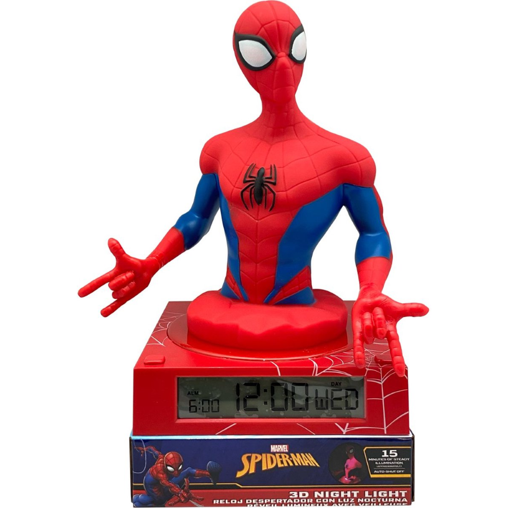 Lampada 3d Spiderman MARVEL da Comodino Luce Notturna LED Sveglia Digitale - Spd3621