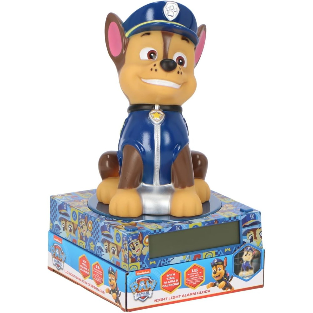 Lampada 3d Paw Patrol Chase da Comodino Luce Notturna LED Sveglia Digitale - Pw19972