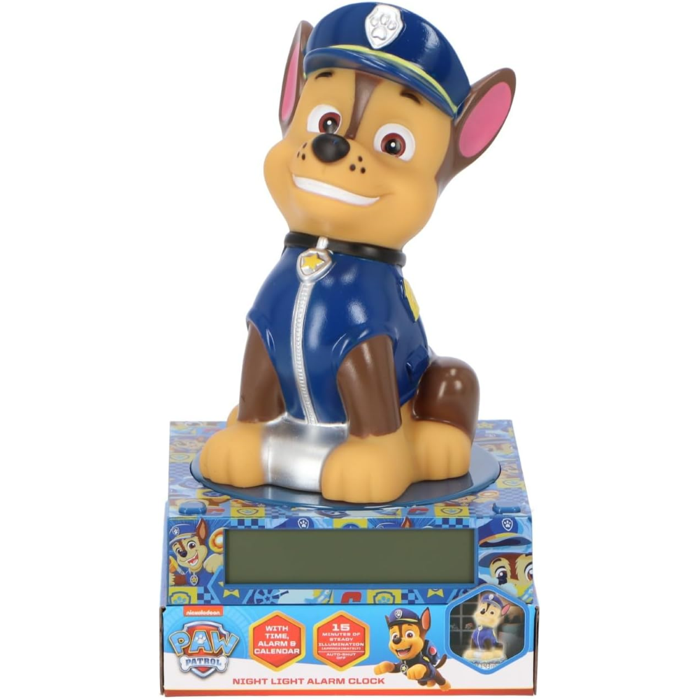 Lampada 3d Paw Patrol Chase da Comodino Luce Notturna LED Sveglia Digitale - Pw19972
