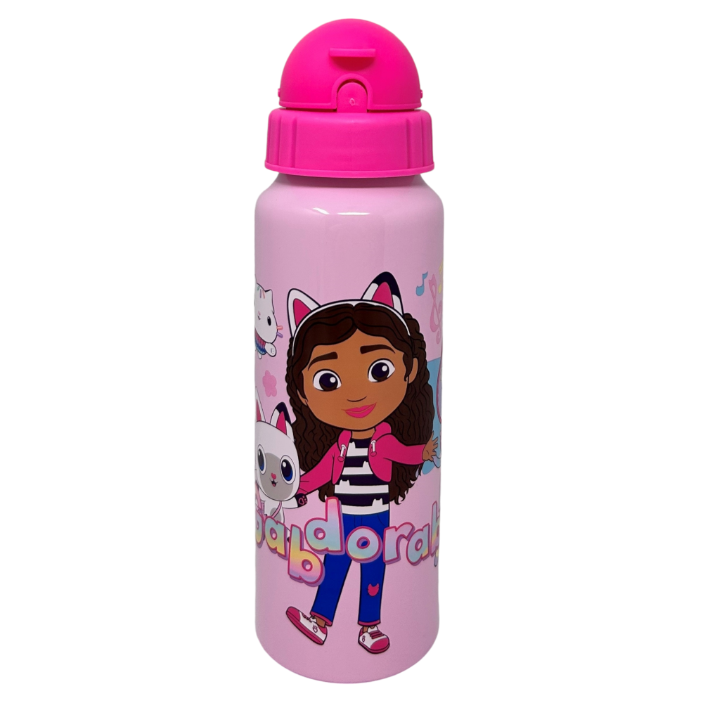 Borraccia in Alluminio con Cannuccia Gabby's Dollhouse Bottiglia per Bambini 550 Ml - O09514mc/f