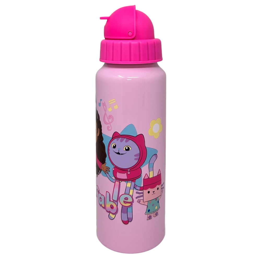 Borraccia in Alluminio con Cannuccia Gabby's Dollhouse Bottiglia per Bambini 550 Ml - O09514mc/f